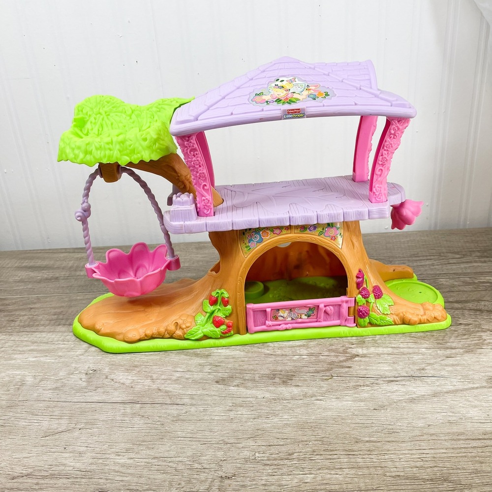 Fisher‎ Price Little People Fairy Treehouse Playset Pink Purple Flower Swing Toy